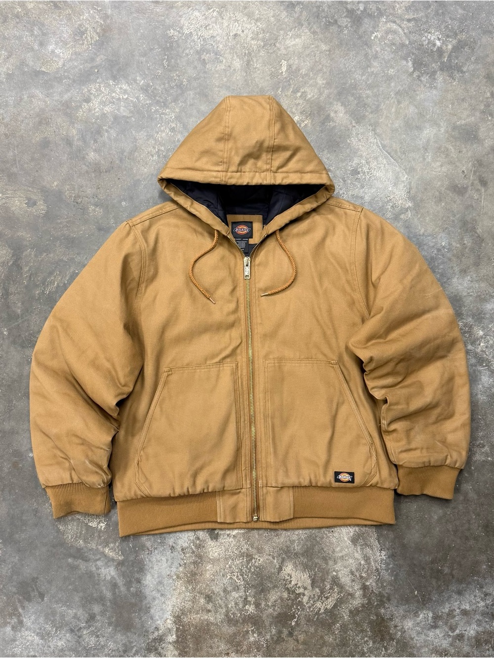 Dickies Brown Duck Canvas Hooded Work Jacket Men L